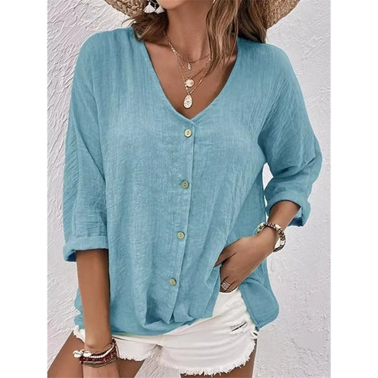 Solid Casual Loose Blouses For Women Fashion 2025 Autumn Vintage Women's Oversized Shirts And Blouses Elegant Youth Female Tops