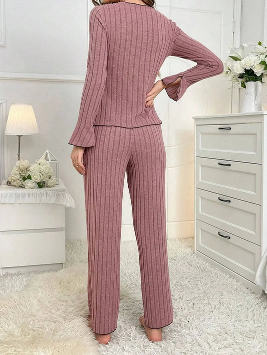 Autumn Winter Warm Pajamas Set for Woman Sleepwear Lapel Bow Fashion Sexy Long Sleeve Tops and Trousers Home Suit